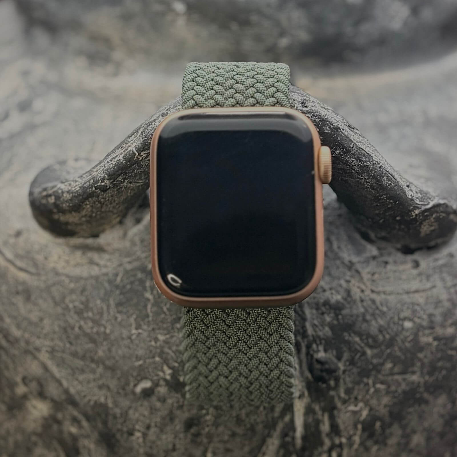 Autumnul Army Green Braided Apple Loop Elastic Watch Strap