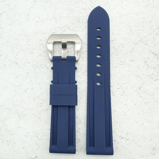 Big Steel Buckle Silicone Watch Strap In Blue 1