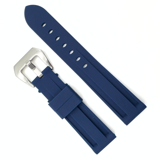 Big Steel Buckle Silicone Watch Strap In Blue 20mm 22 mm 24 mm The Thrifty Gentleman