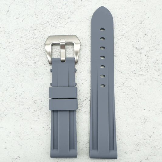 Big Steel Buckle Silicone Watch Strap In Grey 1