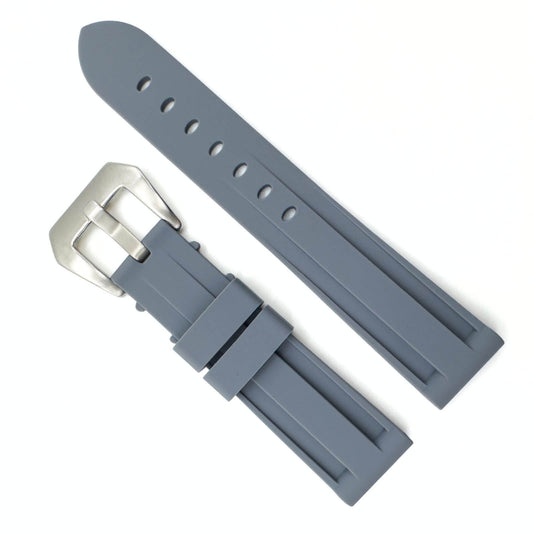 Big Steel Buckle Silicone Watch Strap In Grey 20mm 22 mm 24 mm The Thrifty Gentleman