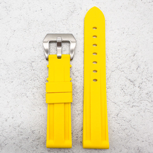 Big Steel Buckle Silicone Watch Strap In Yellow 1