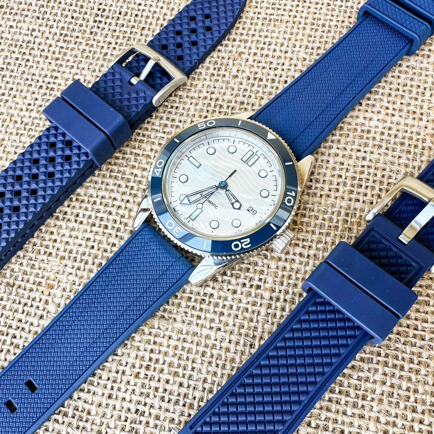 Blue FKM Rubber Watch Straps From The Thrifty Gentleman