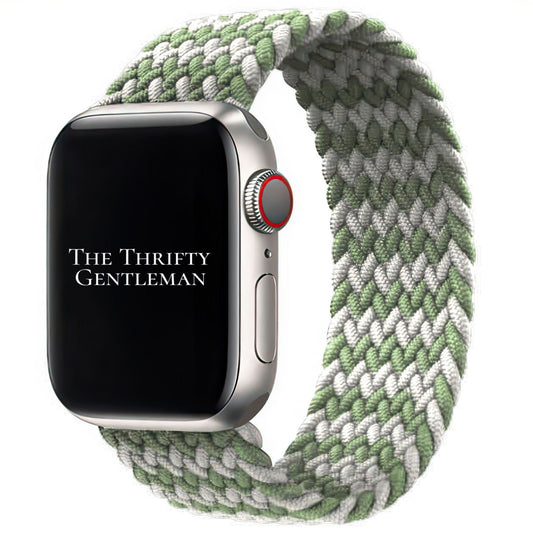 Braided Elastic Watch Band For Apple Watch in Mossy Rock Green Grey The Thrifty Gentleman