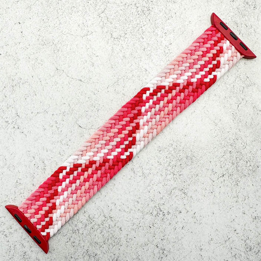 Braided Elastic Watch Band For Apple Watch in Strawberry Pink Red 1