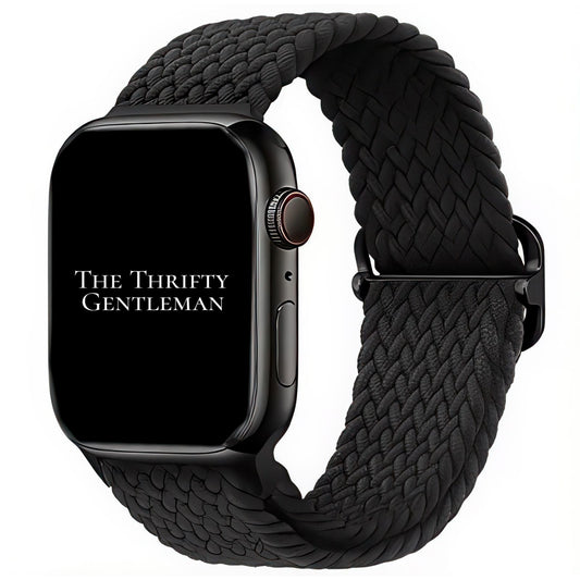 Braided Elastic Watch Band With Buckle For Apple Watch in Black The Thrifty Gentleman