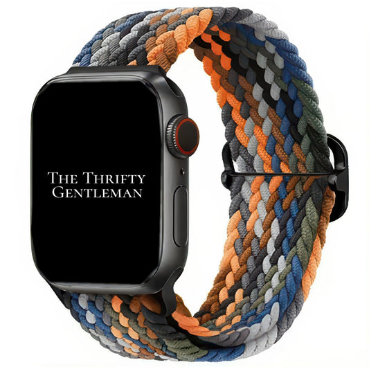 Braided Elastic Watch Band With Buckle For Apple Watch in Denim Blue The Thrifty Gentleman