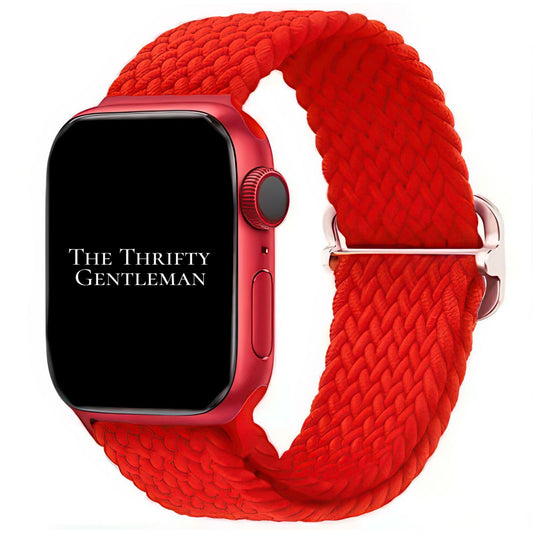 Braided Elastic Watch Band With Buckle For Apple Watch in Red The Thrifty Gentleman