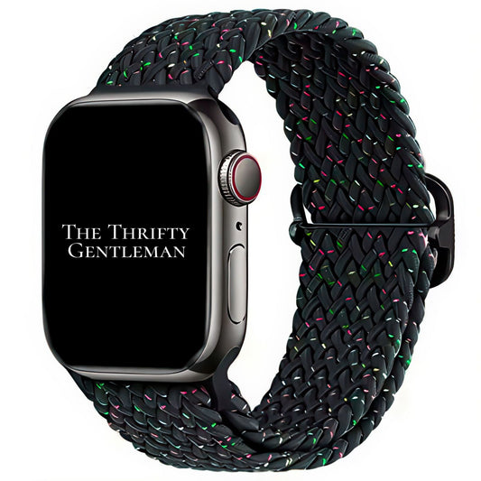 Braided Elastic Watch Band With Buckle For Apple Watch in Starry Sky Black The Thrifty Gentleman