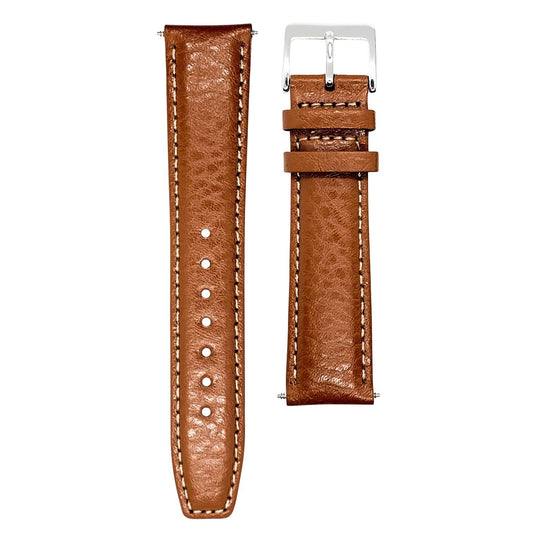 Buffalo Grain Genuine Leather Watch Strap Light Brown 1