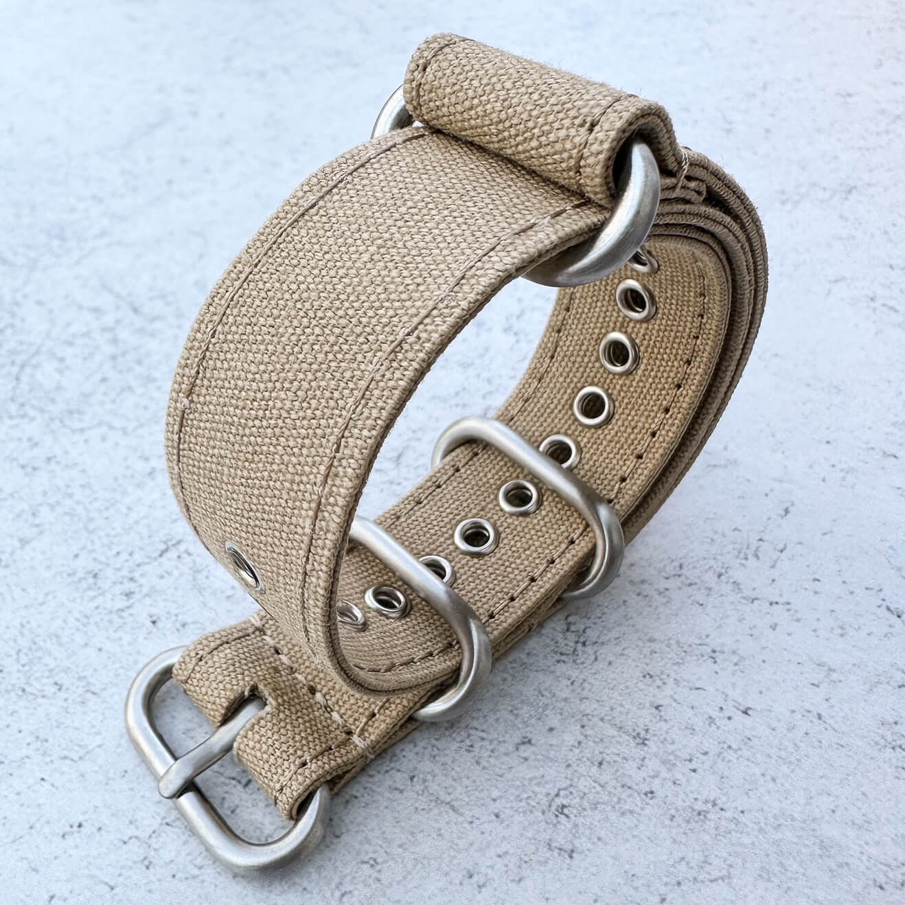 canvas nato watch strap beige 2