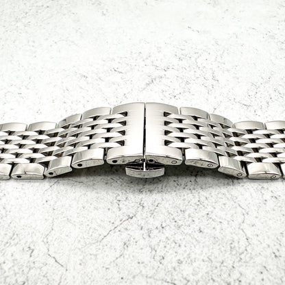 Classic Nine Row Link Stainless Steel Straight End Metal Watch Strap With Butterfly Clasp 2