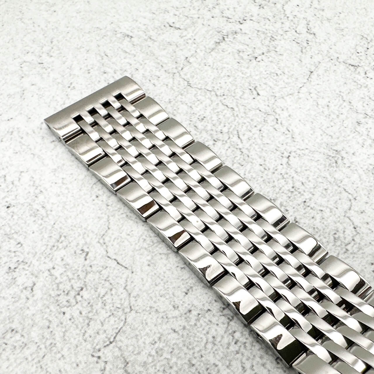 Classic Nine Row Link Stainless Steel Straight End Metal Watch Strap With Butterfly Clasp 1