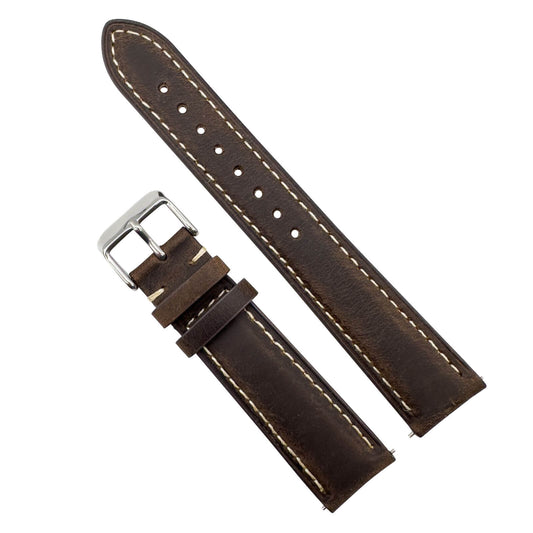 cowhide crazy horse vintage genuine leather watch strap dark-brown 1