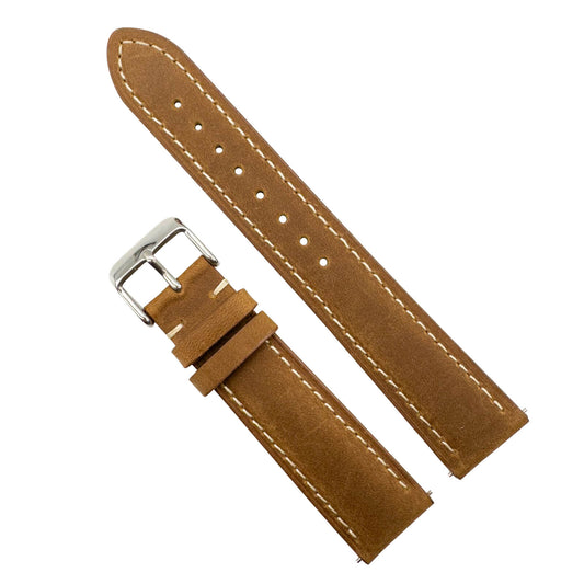 cowhide crazy horse vintage genuine leather watch strap light brown 1