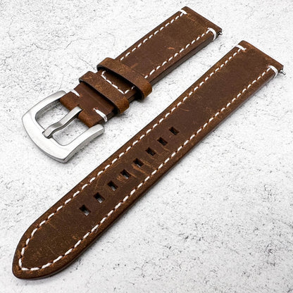 Crazy Horse Vintage Genuine Leather Watch Strap Dark Brown 2