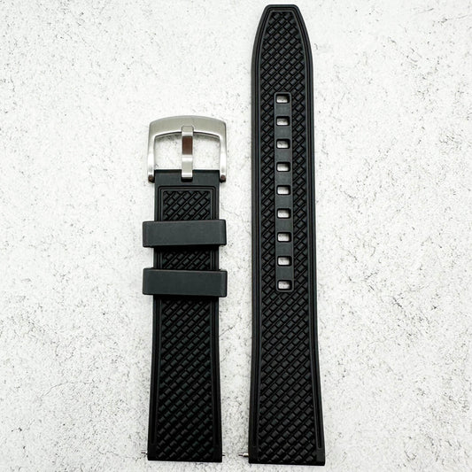 Crosshatch FKM Rubber Watch Strap  Black 1