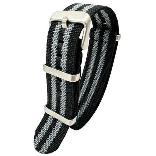 Elastic NATO Watch Strap Black Grey Bond Spectre 1