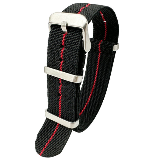 Elastic NATO Watch Strap Black Red 1