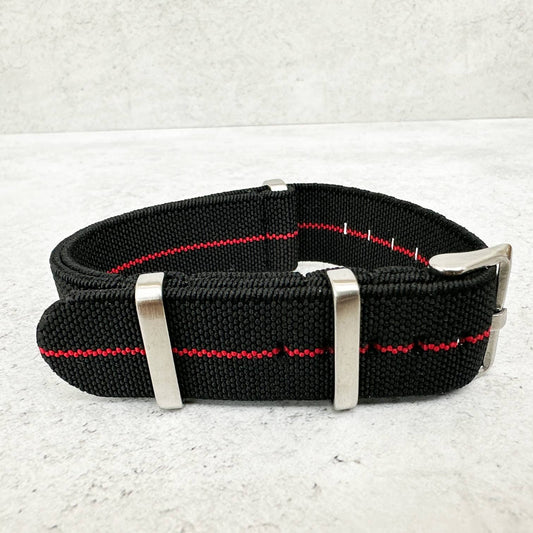 Elastic NATO Watch Strap Black Red 2