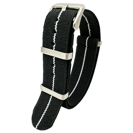 Elastic NATO Watch Strap Black White 1