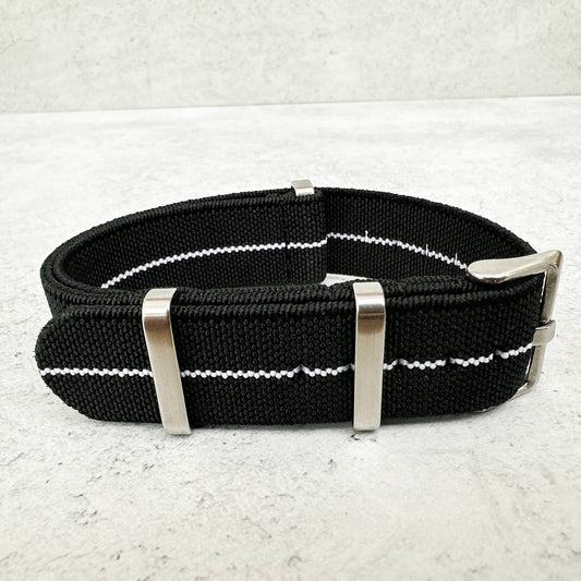 Elastic NATO Watch Strap Black White 2