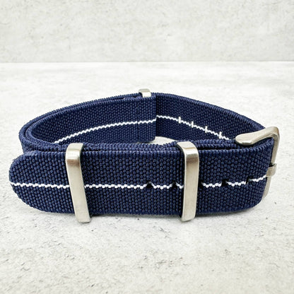 Elastic NATO Watch Strap Blue White 2