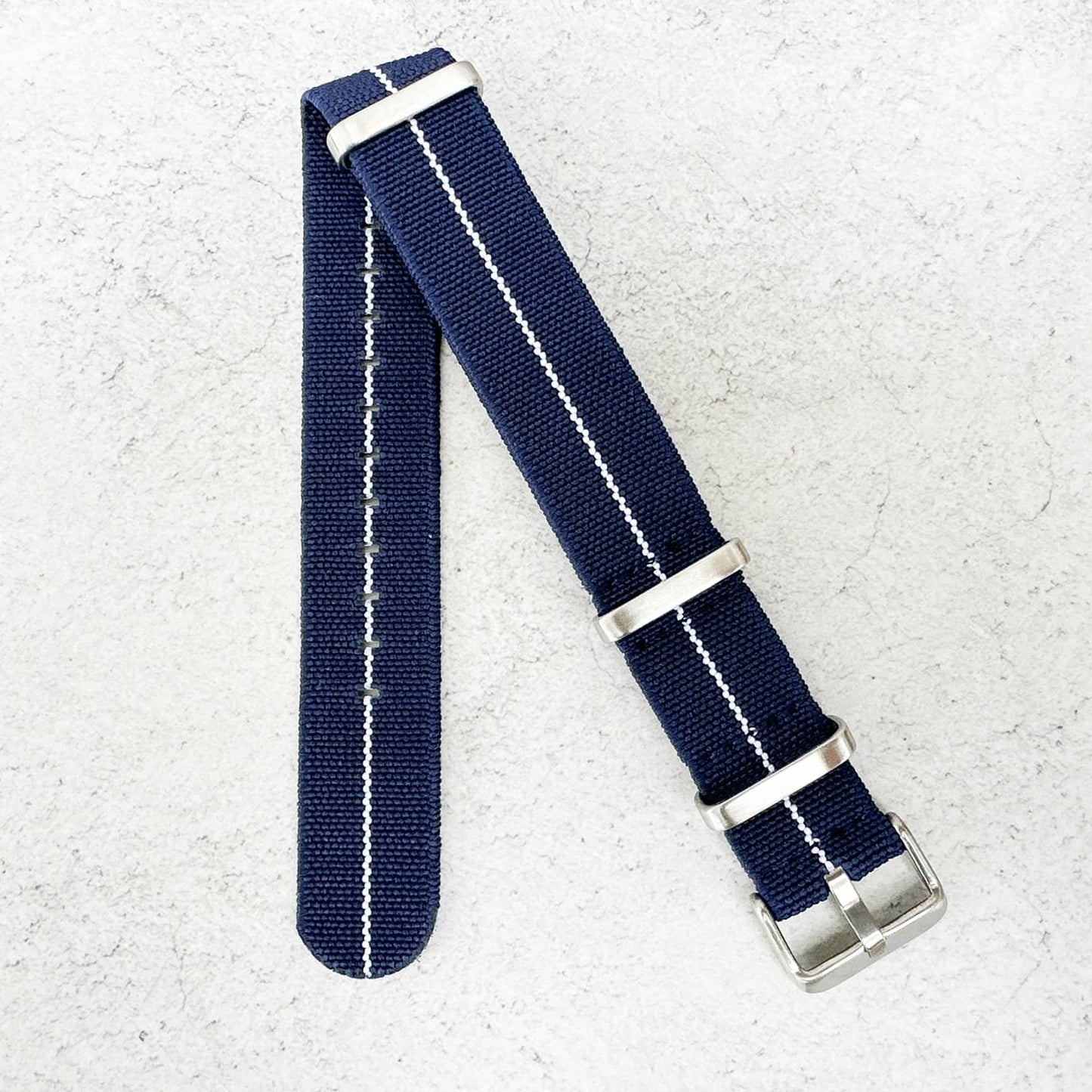 Elastic NATO Watch Strap Blue White 4
