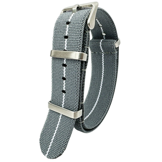 Elastic NATO Watch Strap Grey White 1