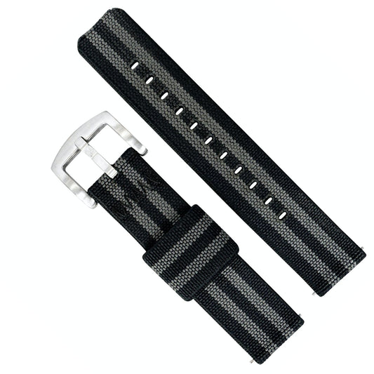 Elastic Nylon Quick Release Watch Strap Black Grey Bond Spectre 1