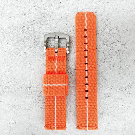 Elastic Nylon Quick Release Watch Strap Orange White 2