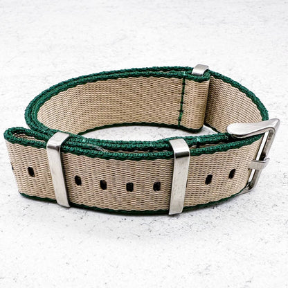 Herringbone NATO Watch Strap Beige Green 2