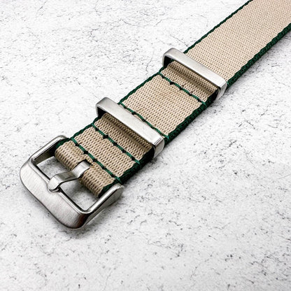 Herringbone NATO Watch Strap Beige Green 3