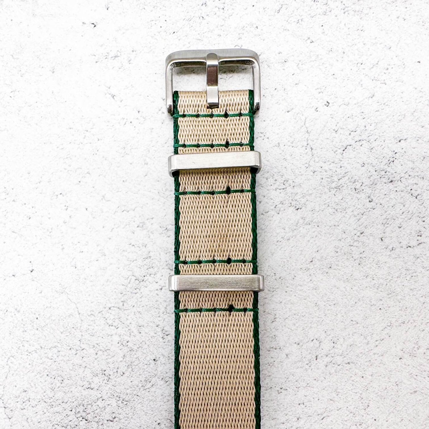 Herringbone NATO Watch Strap Beige Green 4