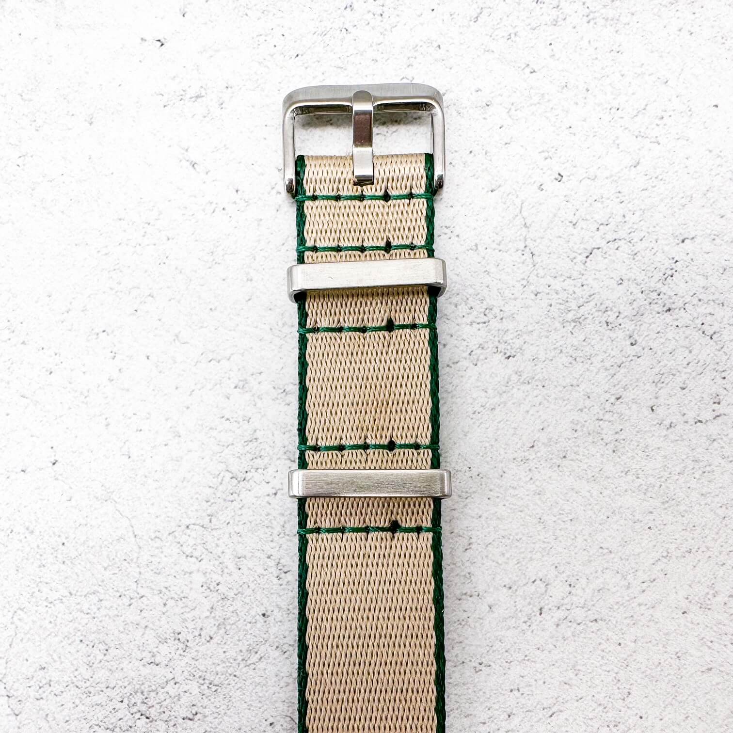 Herringbone NATO Watch Strap Beige Green 4