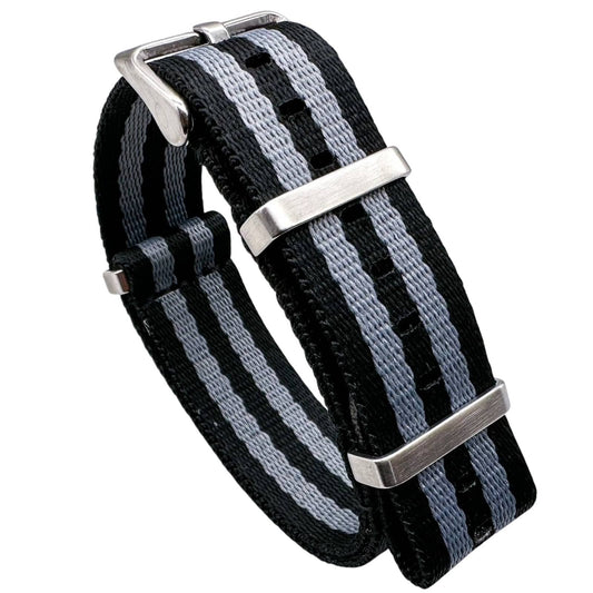 Herringbone NATO Watch Strap Black Grey Bond Spectre 1