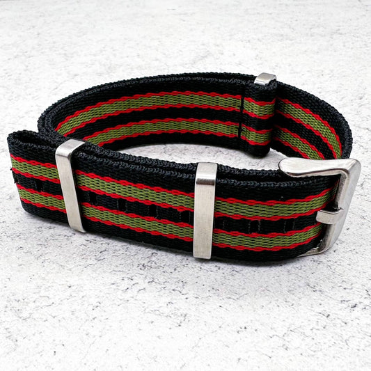 Herringbone NATO Watch Strap Green Red Black Bond Goldfinger 2