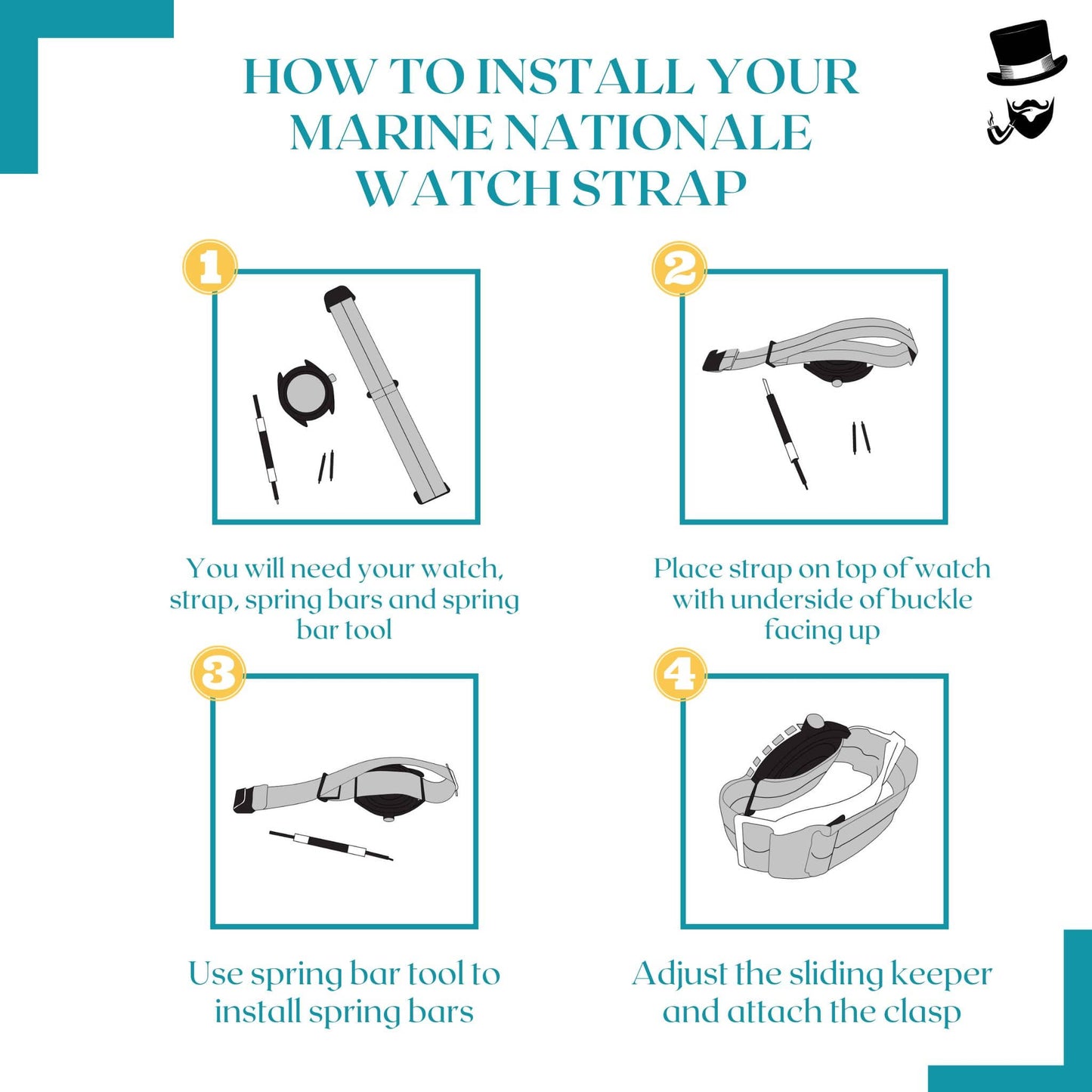 Marine Nationale Elasticated Nylon Watch Strap | BLACK / ORANGE | 18 20 22 mm