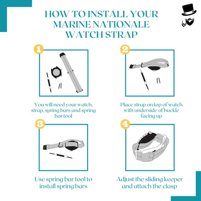 Marine Nationale Elasticated Nylon Watch Strap | BLACK / ORANGE | 18 20 22 mm