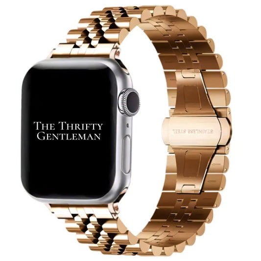 Jubilee Stainless Steel Metal Apple Watch Strap In Rose Gold The Thrifty Gentleman