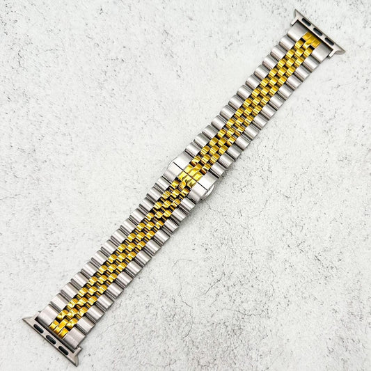 Jubilee Stainless Steel Metal Apple Watch Strap In Silver And Gold 1