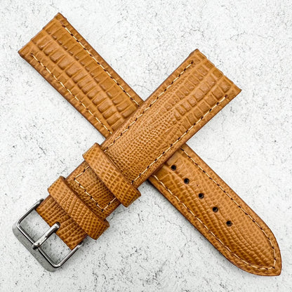Lizard Grain Genuine Calf Leather Mustard 2