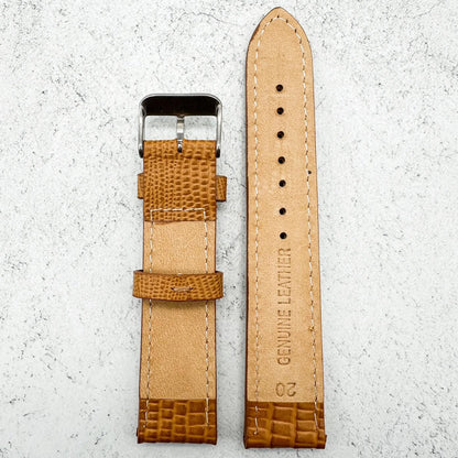 Lizard Grain Genuine Calf Leather Mustard 3