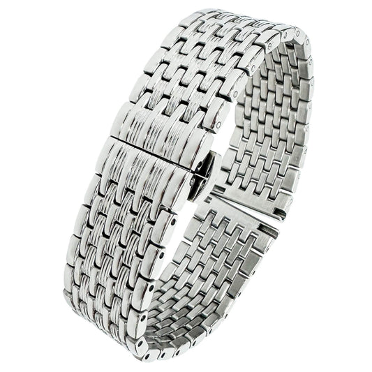 Luxury Polished Stainless Steel Mesh Design Watch Bracelet With Butterfly Clasp From The Thrifty Gentleman