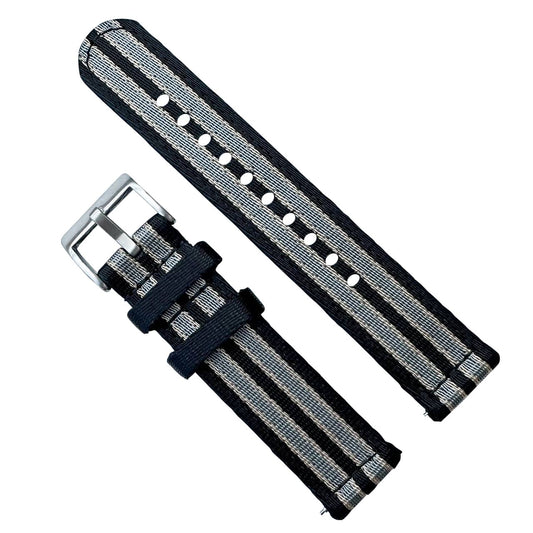 Military Style Two Piece Quick Release Watch Strap Black Beige Grey Bond No Time To Die 1