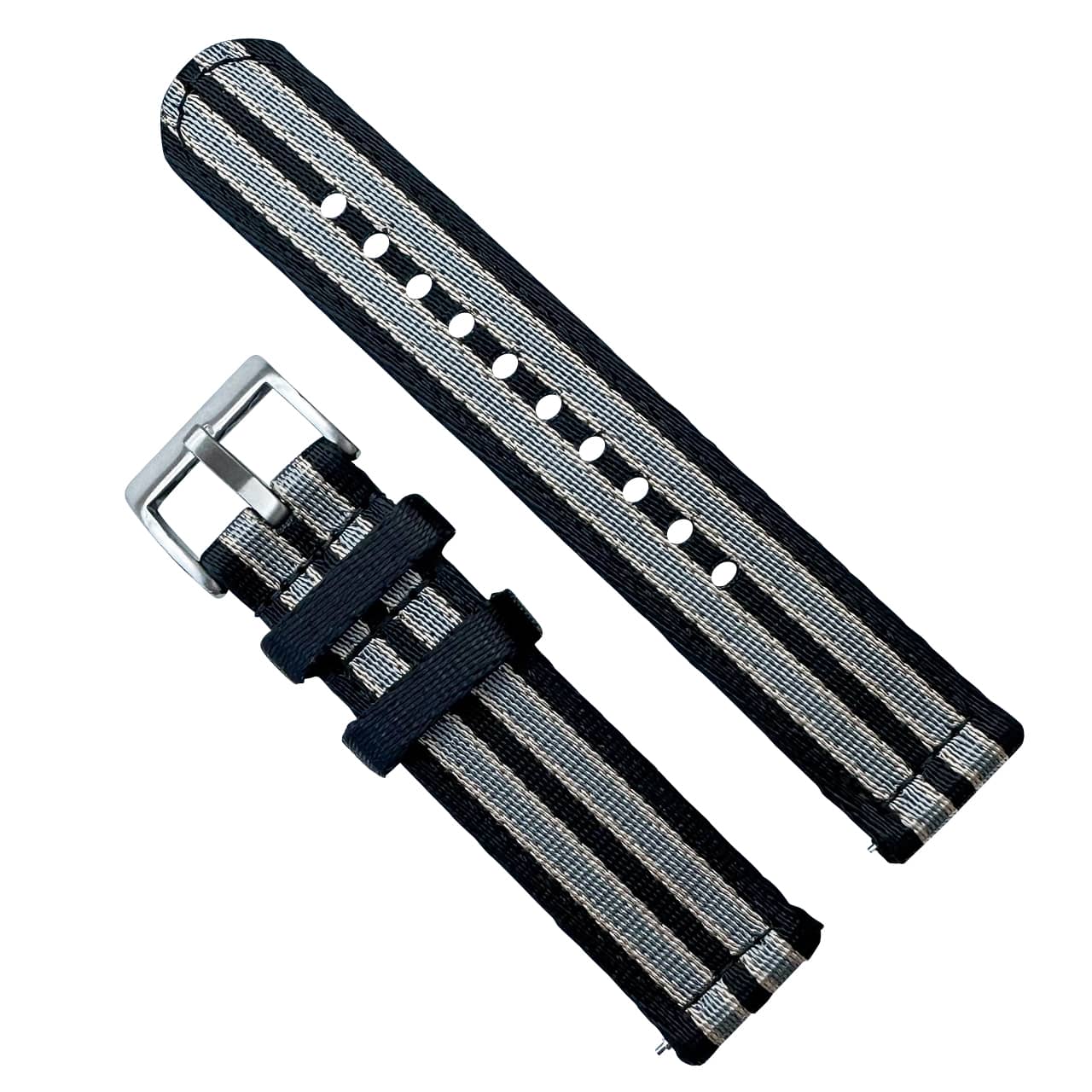Military Style Two Piece Quick Release Watch Strap Black Beige Grey Bond No Time To Die 1