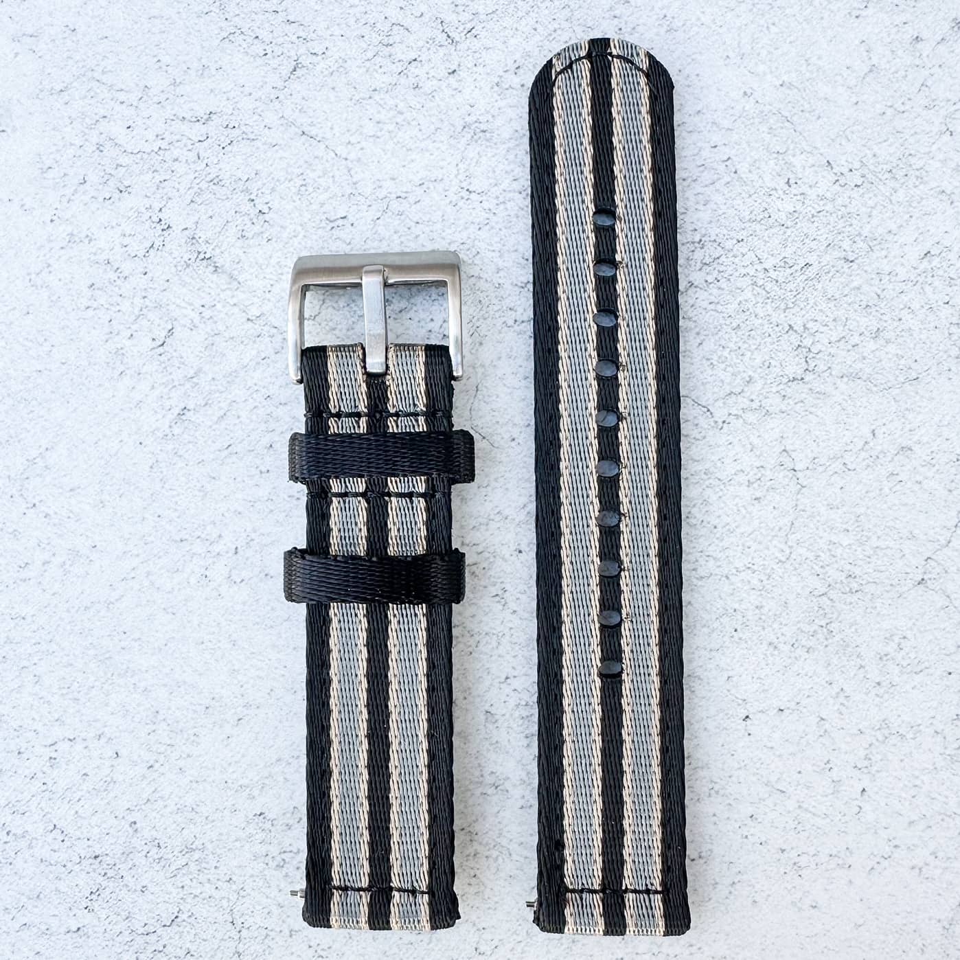 Military Style Two Piece Quick Release Watch Strap Black Beige Grey Bond No Time To Die 5