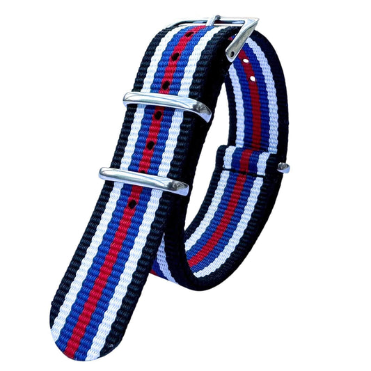 NATO Watch Strap Black Navy Blue Red White 1