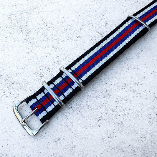 NATO Watch Strap Black Navy Blue Red White 2
