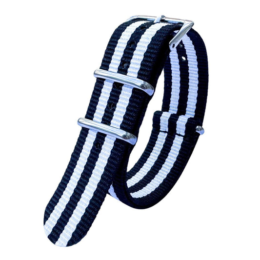 NATO Watch Strap Black White 1